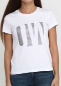 Футболка жіноча sheina Only Women біла зі сріблястим лого спереду