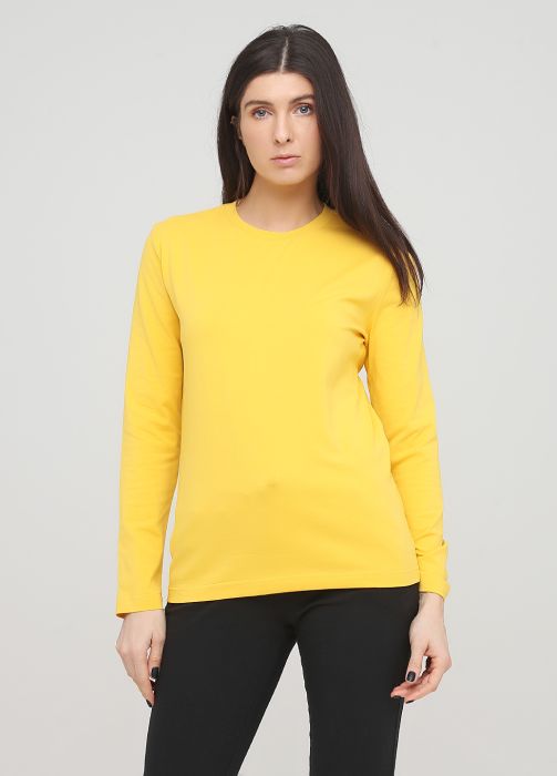 Лонгслів жіночий Оnly Women жовтий з жовтим лого позаду