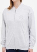 Толстовка-бомбер женская демисезонная Only Women серая с шевроном на груди