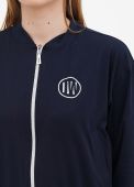 Толстовка-бомбер жіноча літня Only Women темно-синя з шевроном на грудях (коротка)