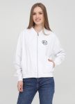Толстовка-бомбер жіноча літня Only Women біла з шевроном на грудях (коротка)