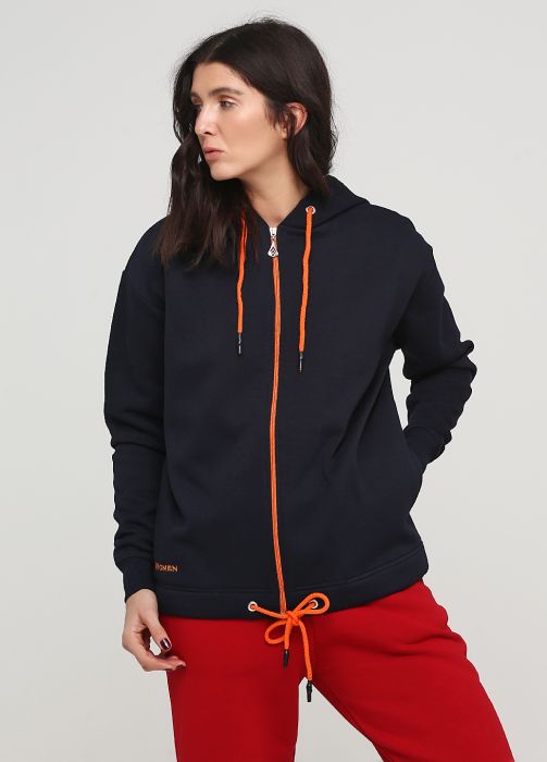 Толстовка женская зимняя Only Women тёмно-синяя с боковыми карманами Толстовка женская зимняя Only Women тёмно-синяя с боковыми карманами