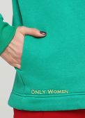 Толстовка женская зимняя Only Women зелёная с боковыми карманами
