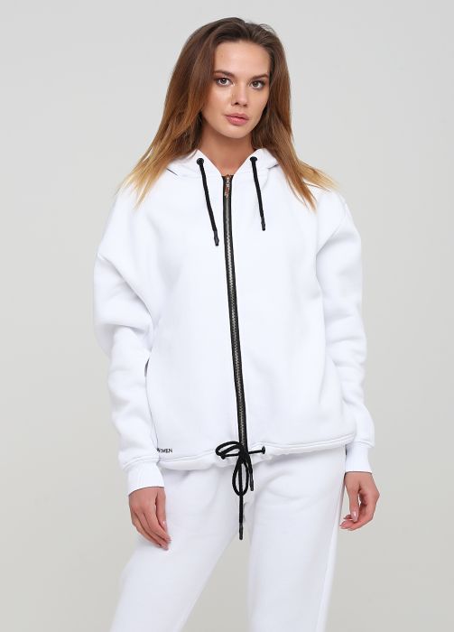 Толстовка жіноча зимова Only Women біла з бічними кишенями