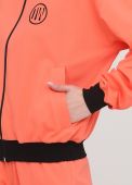 Толстовка-бомбер женская демисезонная Only Women персиковая с шевроном на груди укороченная (лакоста)