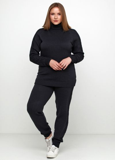 Костюм (свитер, брюки) женский темно-серый вязаный Edira