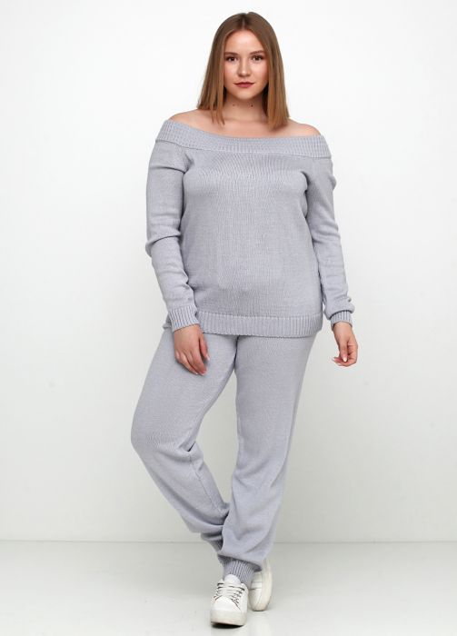 Костюм (джемпер, брюки) женский светло-серый вязаный Edira  1