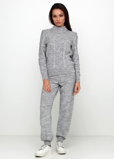 Костюм (свитер, брюки) женский светло-серый вязаный Edira 2