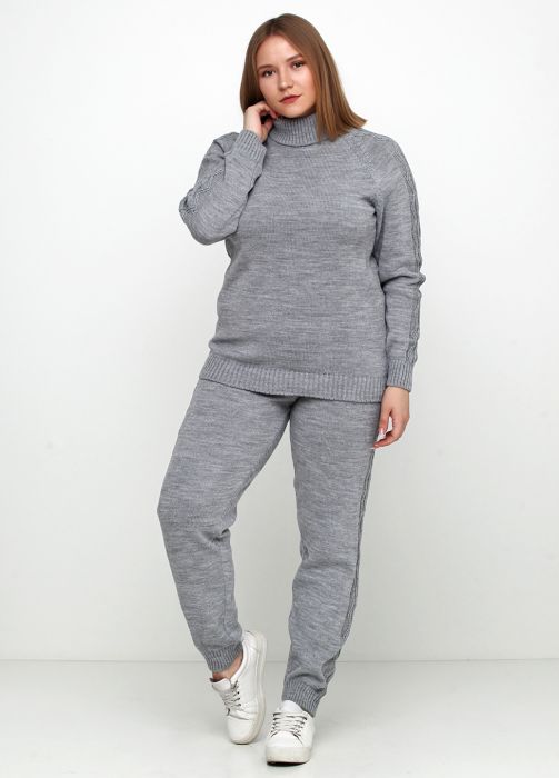 Костюм (свитер, брюки) женский серый вязаный Edira