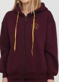 Толстовка женская зимняя Only Women сливовая с рибаной внизу